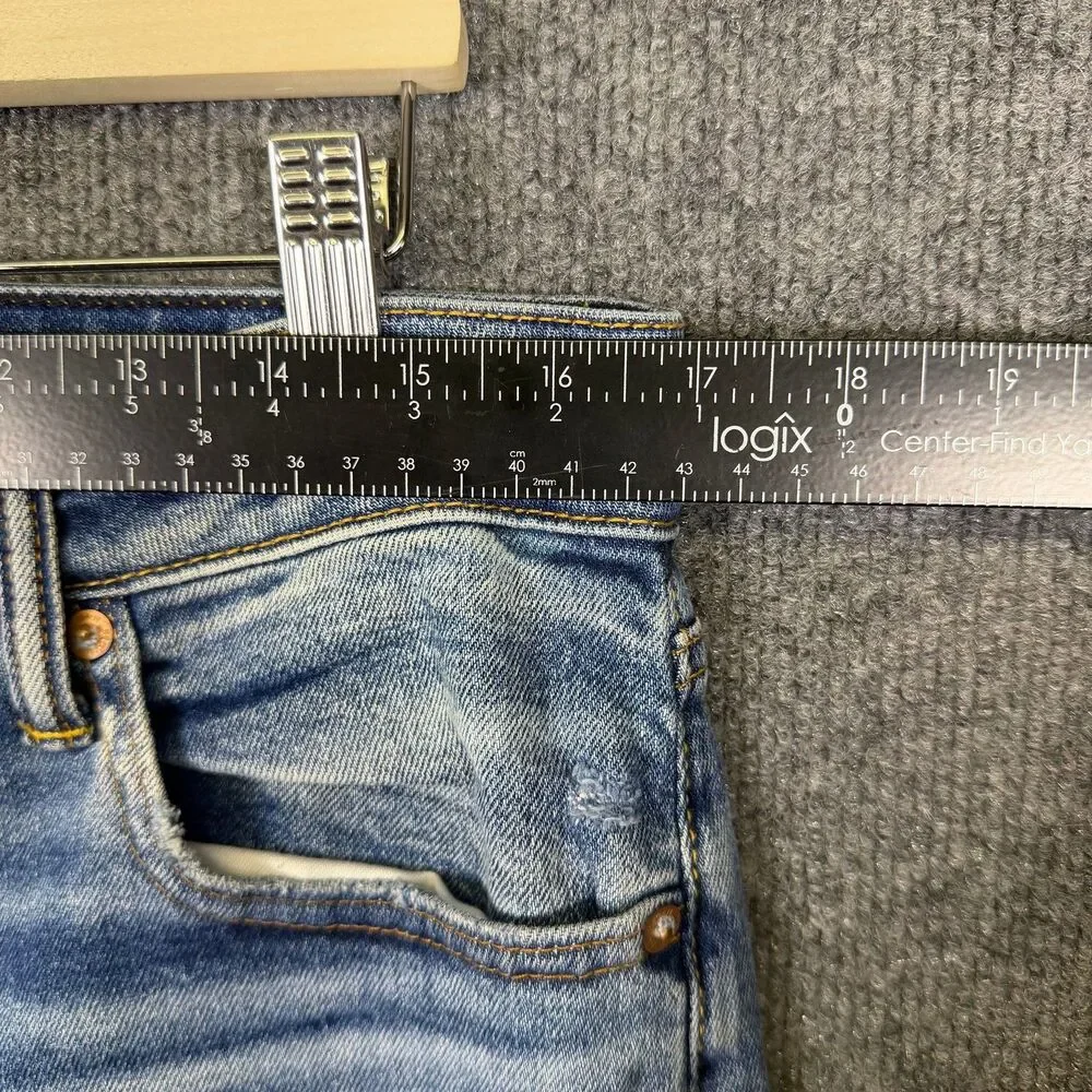 American Eagle Men's Slim Straight Jeans Airflex+ 34x28 Distressed Ripped Blue